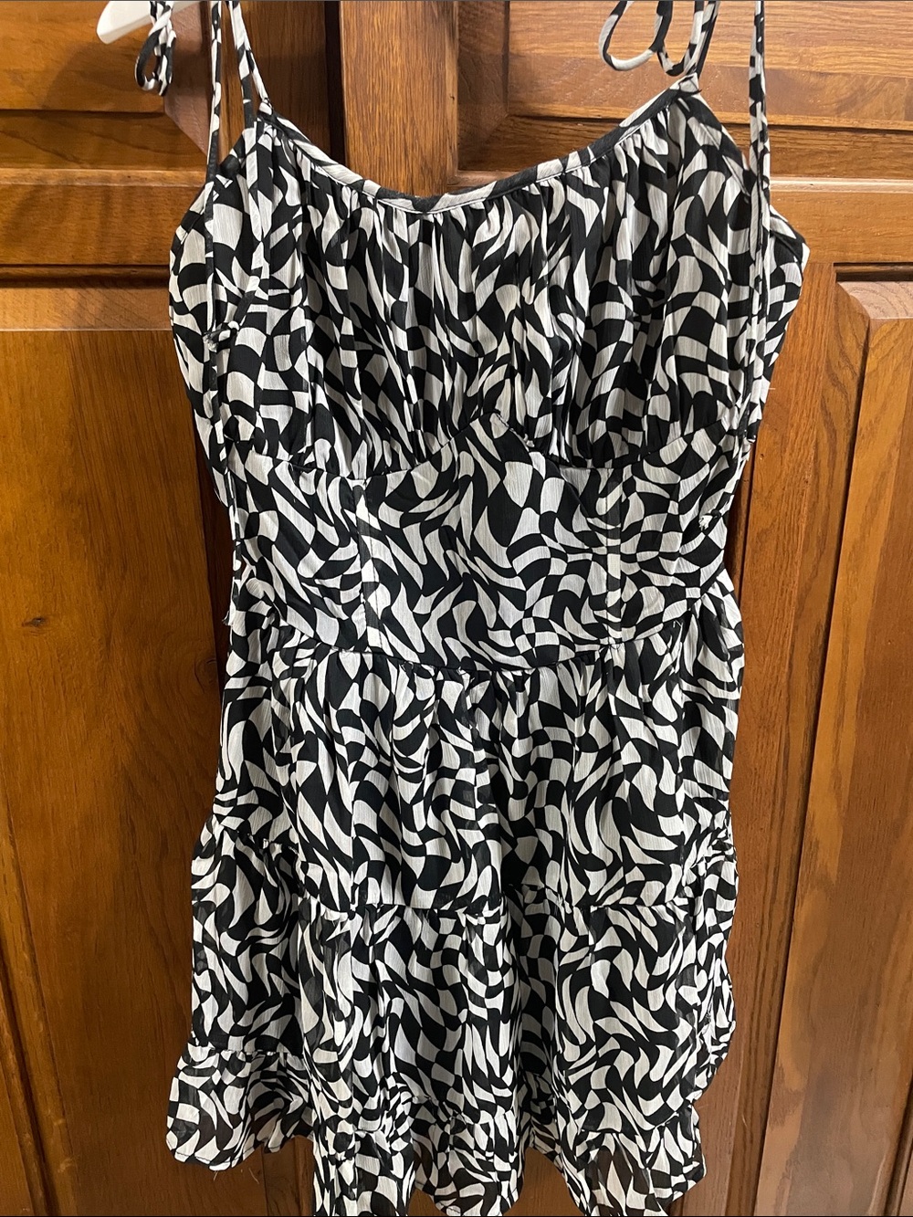 Sky to Moon black & white spaghetti strap dress NEW Sz. M ( runs small)